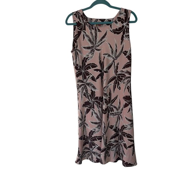 Hilo Hattie Womens Dress Size Large Pink Brown Floral Pure Silk Palm Tree - Picture 9 of 13